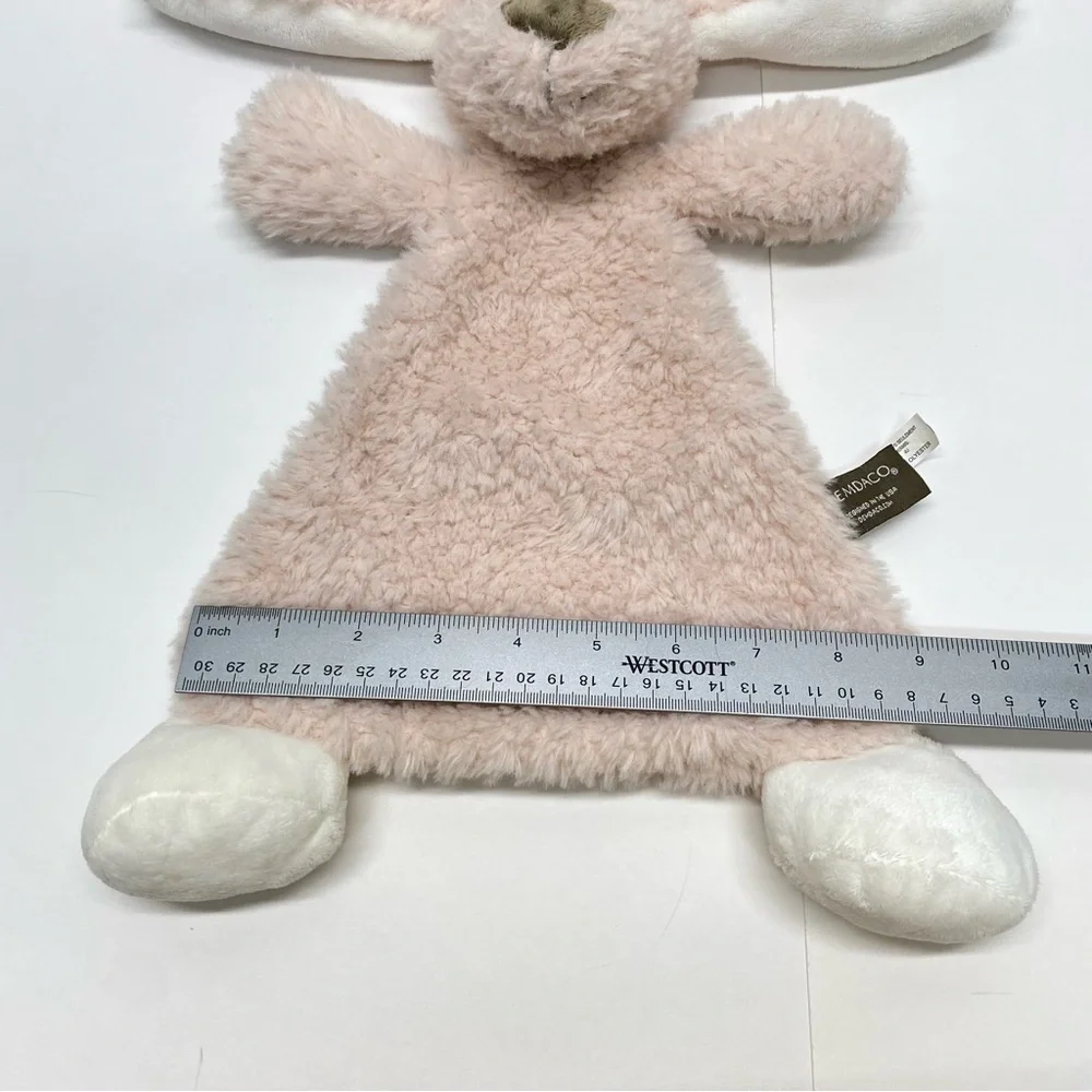 Demdaco Darling Blush Pink & White Bunny Rabbit Rattles Lovey Security Blanket